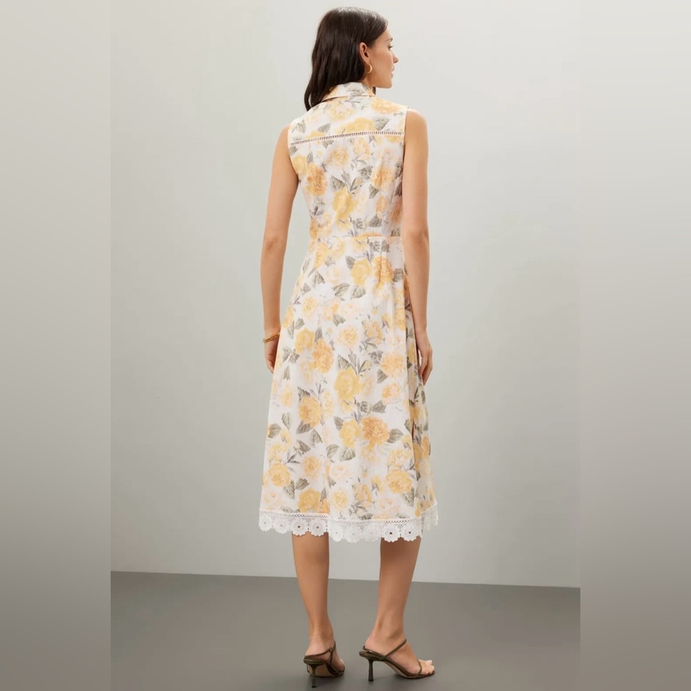 NWT Rachel Parcell Yellow Floral Midi Dress - Picture 2 of 16